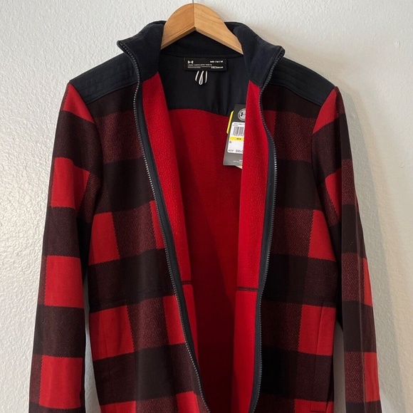 Under Armour ColdGear Men's M Flannel Field Jacket Red Black New NWT $95 - Picture 4 of 8